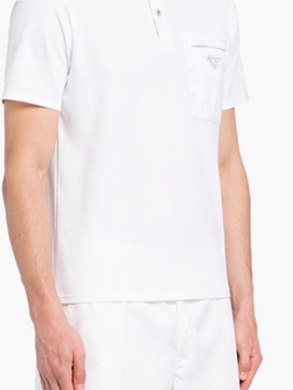 Prada Stretch Cotton Polo Shirt with Nylon Details - Picture 8 of 9